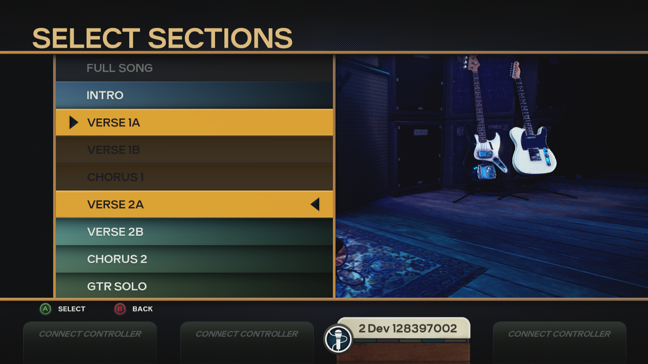 Rock Band 4 - Practice Mode - Section Select