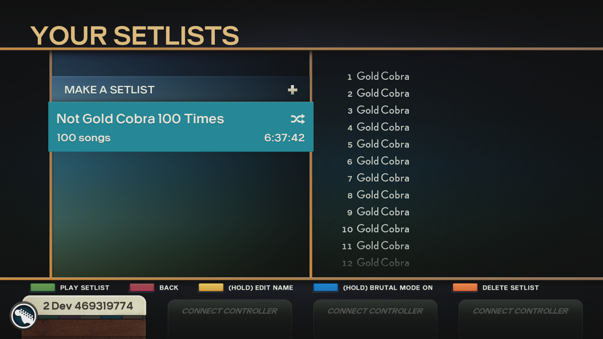 Rock Band 4 - Setlists