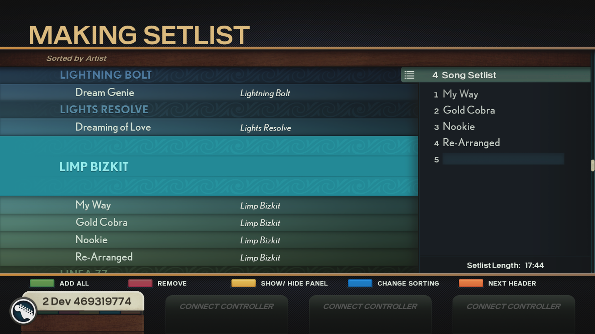 RB4 Setlists - Create a Setlist